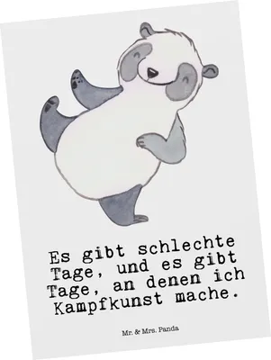 Produktbild von Mr. & Mrs. Panda Postkarte Panda Kampfkunst - Weiß - Geschenk, Ansichtskarten, Kampfsportarten, Grußkarte, Fotokarte, Ansichtskarte, Selbstverteidigung, Postkarten