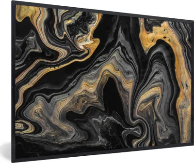 Produktbild von MuchoWow® MuchoWow® Gerahmtes Poster Marmor - Acryl - Gold - Luxus - Abstrakt 90x60 cm - Poster mit zchwarzem Bilderrahmen - Fotorahmen - Foto-Plakat