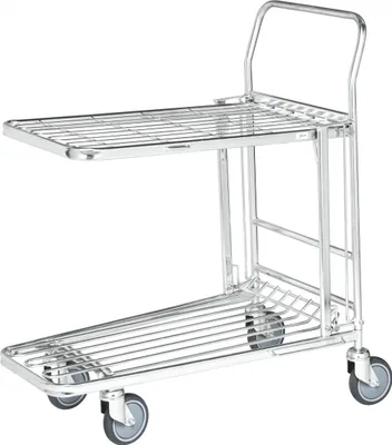 Produktbild von Kongamek Einkaufswagen mit 2 Böden klappbar 860x530x1010mm Gummi 300kg Tragkraft mit Bremse