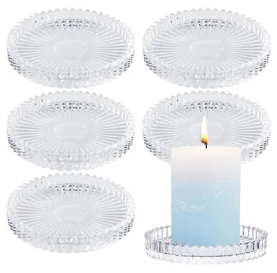 6er-Set Glas-Kerzenhalter, 10 cm, rund, klar