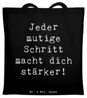 Produktbild von Mr. & Mrs. Panda Tote Bag Spruch Angst überwinden - Schwarz - Geschenk, Trost, Tasche, Laptoptasche, Selbstvertrauen, Liebe, Inspiration, Hoffnung, Zuversicht, Shopping