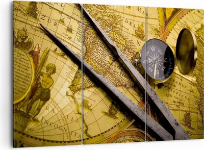 Produktbild von Bild auf Leinwand - Leinwandbild - Kompass Abenteuer Reisen - 105x70cm - Wand Bild - Wanddeko - Leinwanddruck - Bilder - Kunstdruck - Wanddekoration - Leinwand bilder - Wandkunst - CE105x70-0146