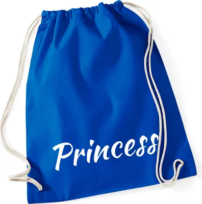 Produktbild von Huuraa Turnbeutel Princess Schriftzug 12 Liter Bright Royal Baumwolle Rucksack Geschenkidee