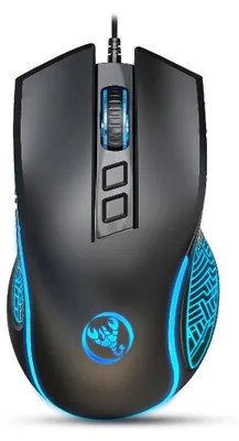 Productafbeelding van X100 Gaming-muis met kabel. Ergonomische PC-gamingmuis met 7-kleurige LED-verlichting. 7 knoppen, optische gaming-sensor, 4 DPI-instellingen. Kleur: zwart
