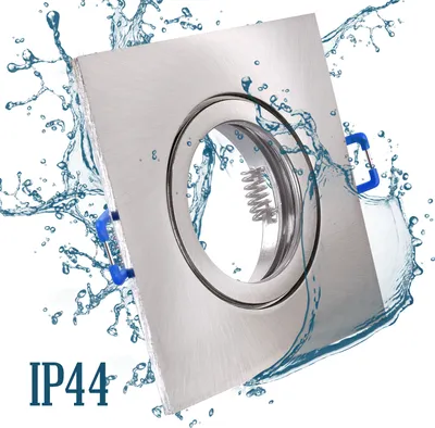 Produktbild von 6x MAXKOMFORT Einbaustrahler Bad IP44 mit GU10 Fassung Eckig eisen gebürstet Einbauspot Einbauleuchte Rahmen Rostfrei Deckenspot Strahler Spot 5102-SN