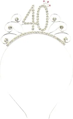 Produktbild von Oblique Unique Haarreifen Zahl 40 mit Diamanten + Krone Haarreif 40. Geburtstag Damen Frauen silber Metall