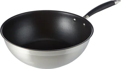 Productafbeelding van Wokpan 28 cm - Roestvrij staal - Antiaanbaklaag - Geschikt voor inductie - Zwart