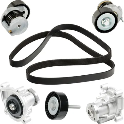 Produktbild von RIDEX 4172P0096 Wasserpumpe + Keilrippenriemensatz für VW Golf V Schrägheck (1K1) POLO (9N) Polo Schrägheck (6R1, 6C1) TOURAN (1T1, 1T2)