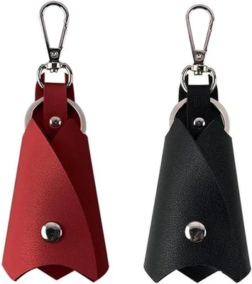Produktbild von Motorrad-Schlüsselanhänger in Fliegenform - Kreativer Motorrad-Schlüsselanhänger aus Kunstleder - Autoaccessoires (schwarz burgund) - Set aus 2