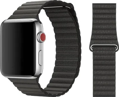 Produktbild von Original Apple Leather Loop Armband Größe L 42/44/45mm MXAC2ZM/A Black 2. Gen