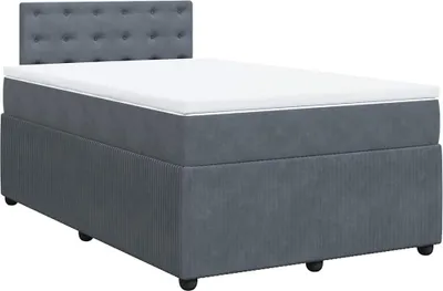 Image de vidaXL Lit boxspring avec matelas gris foncé 120x190 cm velours