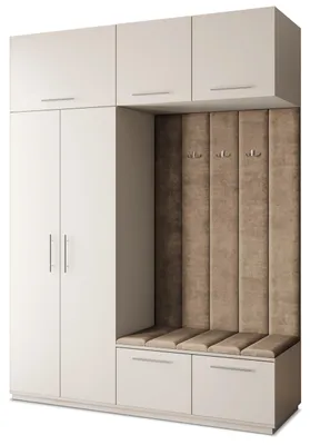 Produktbild von Masseno Garderobe-Set REMA 180/240/60 cm Modern Garderobenschrank Kaschmir, Veloursstoff MONOLITH 09 (Beige)