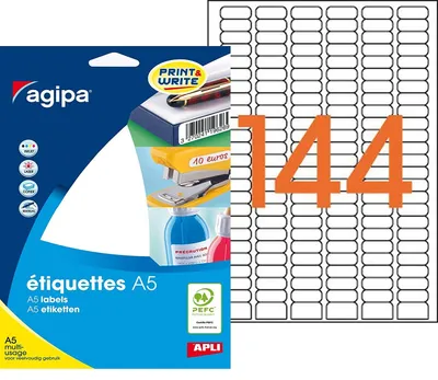 Image de agipa étiquettes universelles, 8 x 20 mm, blanc