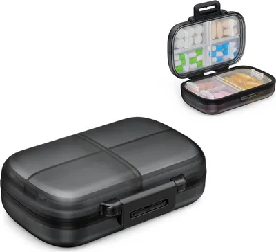 Produktbild von AUVON Tablettenbox 7 Tage mit Ergonomischem Verschlusssystem, Schwarz
