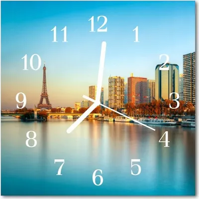 Produktbild von Stille Mechanismus Glaswanduhr - Eiffelturm in Paris Stadt 30x30