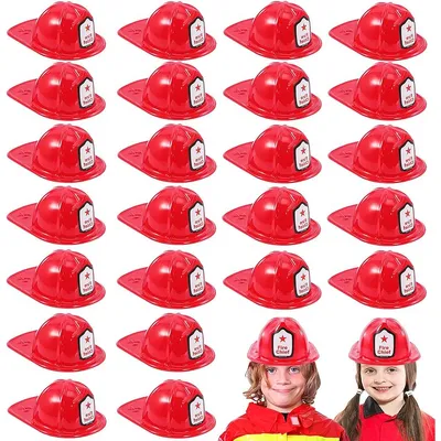 Produktbild von 24 stück feuerwehrmann spielhelm, kinder, kostüm, geburtstag, rot, pvc