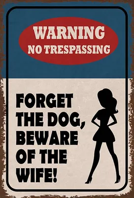 Produktbild von vianmo Holzschild 30x20 cm warning no trespassing Dog Wife
