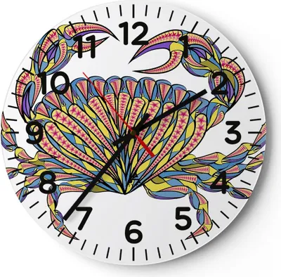 Produktbild von Wanduhr - Rund - Glasuhr - Lebensmittel Abbildung Natur Schale - 40x40cm - Schleichendes Uhrwerk - Lautlos - zum Aufhängen bereit - Dekoration Modern - Wanddekoration aus Glas - C4AR40x40-3142