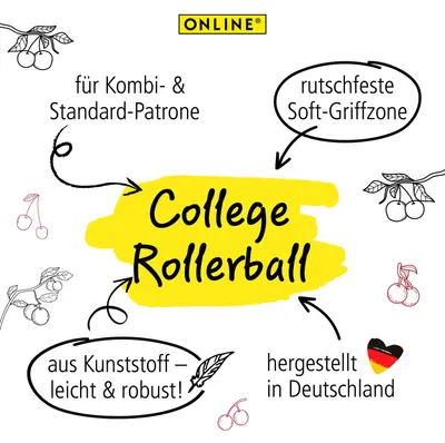 Produktbild von ONLINE Tintenpatronen-Rollerball College Cherry ­| Sonderedition Best of 35 | für Rechtshänder und Linkshänder ergonomisches Griffstück | Standard-Tin