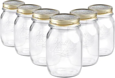 Produktbild von Bormioli Rocco Quattro Stagioni Glas Vorratsgläser - Traditionelle KÃ1/4che Lebensmittel Kanister mit Schraubdeckel - 500ml - Packung mit 6