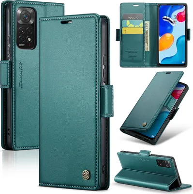 Image de Redmi Note 11 Housse, étui en cuir portefeuille porte-carte avec fonction de support pour Xiaomi Redmi Note 11 4G / Note 11S vert