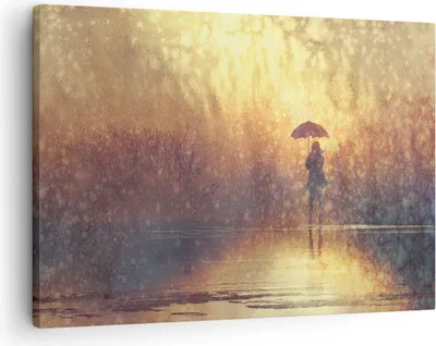 Produktbild von Bild auf Leinwand - Leinwandbild - Frau Regen - 70x50cm - Wand Bild - Wanddeko - Wandbilder - Leinwanddruck - Bilder - Kunstdruck - Wanddekoration - Leinwand bilder - Wandkunst - AA70x50-3755