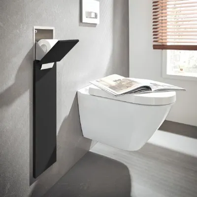 Produktbild von emco asis module pure WC-Modul, 2-teilige Holzfront, Unterputz, Anschlag links, 730x170mm, mit Reserverollenfach, 975551400
