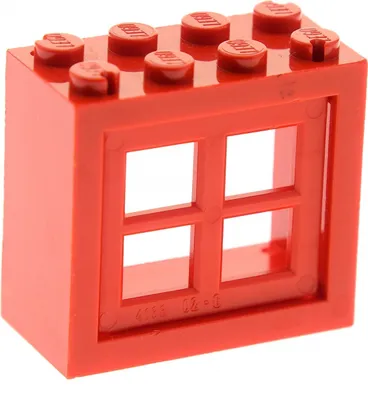 Produktbild von 1x Lego Fenster Rahmen 2x4x3 rot Scheibe Fensterkreuz rot Haus 4133 4132c01