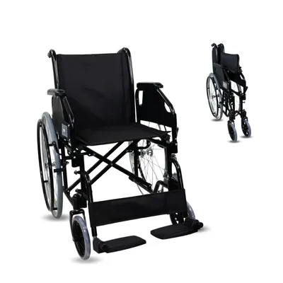 Image de Fauteuil roulant Mobiclinic pliable et léger, à propulsion autonome, accoudoirs rembourrés et amovibles, repose-pieds rabattables, frein manuel Catedral.