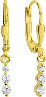 Produktbild von V Ohrhänger 375/- Gold 2,4cm gelb Zirkonia weiß 371330636-2