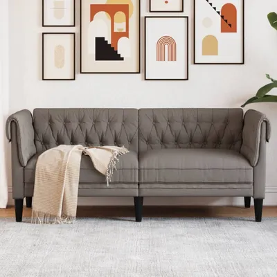 Obrázek produktu pro Maison Exclusive – Chesterfield, dvoumístná pohovka, barva taupe, potahová látka
