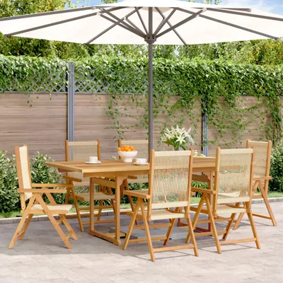 Produktbild von Maison Exclusive - 7-tlg. Garten-Essgruppe Polypropylen und Massivholz Beige