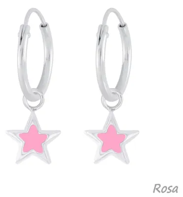 Produktbild von Stern Creolen Kinder Ohrringe 925 Silber Rosa