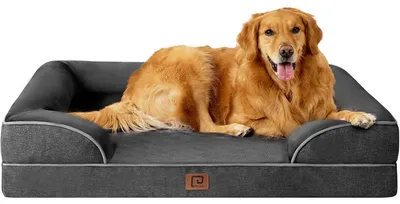 Produktbild von Orthopädisches Hundebett XL 112x81cm Memory Foam Dunkelgrau Waschbar Wasserdicht Rutschfest