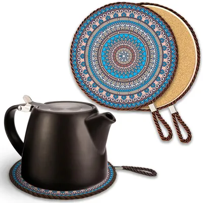 Zdjęcie produktu dla Podkładka ceramiczna, 17 cm, z antypoślizgową podstawką korkową, odporna na wysokie temperatury, idealna do kuchni