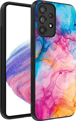 Productafbeelding van Smartphonica Telefoonhoesje, geschikt voor:Samsung Galaxy A53 5G, met regenboogmotief van acrylmarmer - TPU achterkantbescherming.Regenboogacrylmarmerdesign
