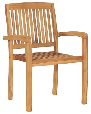 Productafbeelding van vidaXL Stapelbare tuinstoelen met kussens, 6 stuks, massief teak hout