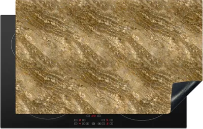 Produktbild von KitchenYeah© Herdabdeckplatte Marmor - Gold - Granit - Muster , 83x51cm, Küche Deko, Glaskeramikkochfeld Herdabdeckung, Abdeckplatte fùr Kochfeld