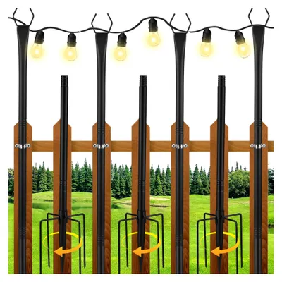 Produktbild von 4 Stück Garten-Schäferhaken, 300 cm für Vogelhaus Halterungsstange für Beleuchtungen, Metall Schwarz