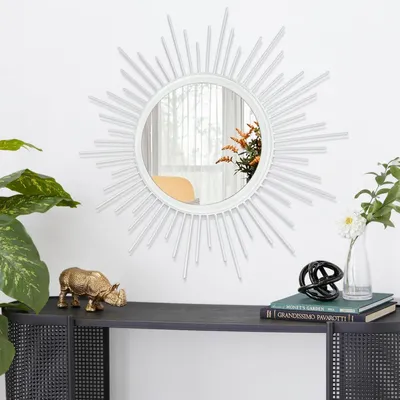 Produktbild von Wandspiegel Spoked Sunburst 40cm Weißgold Rund Metall Kunst