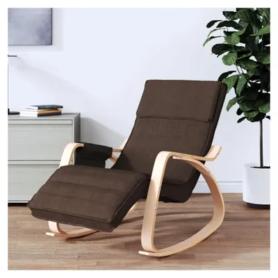 Produktbild von Schaukelstuhl Dunkelbraun Stoff Schwingsessel Akzentstuhl Wohnzimmersessel Relaxsessel für Schlafzimmer