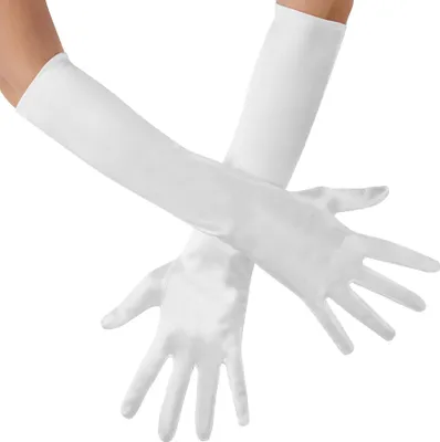 Produktbild von Lange Satin-Handschuhe - weiß