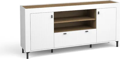 Produktbild von Minio, Kommode "ASSO 7", 177 cm, Weiße Farbe / Whisky Eiche