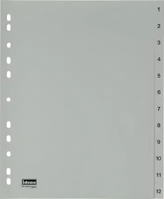 Produktbild von Idena 302029 Register PP A4, 1 12, Überbreite, 12 teilig, grau