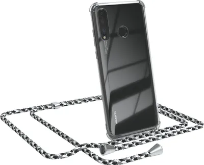 Produktbild von EAZY CASE Handykette kompatibel mit Huawei P30 Lite, Handyhülle mit Umhängeband, Handykordel, Schutzhülle Clear, Band in Schwarz