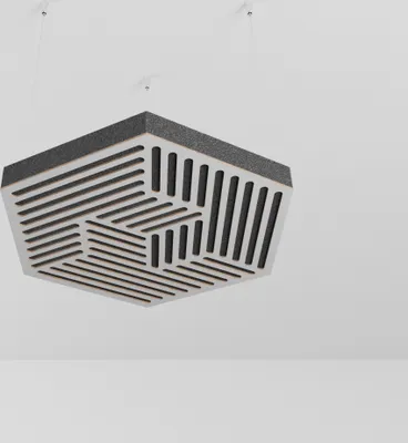 Zdjęcie produktu dla 2-częściowe akustyczne panele sufitowe "HEXAGON-C" z zestawem montażowym | Absorpcja - Dyfuzja - Odbicie - Izolacja akustyczna - Izolacja | Akustyczny panel chmurowy | 50x50x3cm | Kolor: Biały