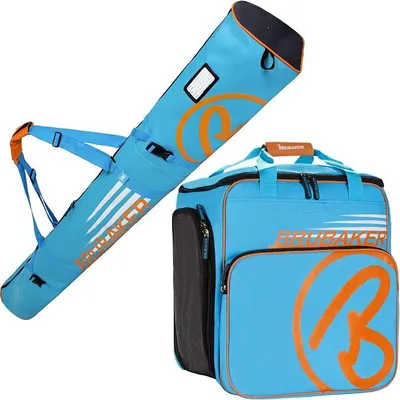 Productafbeelding van Kombi Set Champion - Limited Edition - Skihoes en skischoentas voor 1 paar ski's (170 cm of 190 cm) + stokken + schoenen + helm. Kleur: blauw en oranje