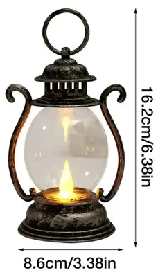 Produktbild von Vintage LED-Laterne im Retro-Stil mit Haken, batteriebetrieben – Schwarz