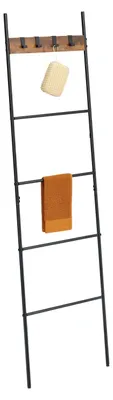 Obrázek produktu pro Věšák na ručníky žebřík na oblečení - 4 tyče - 160,5 x 44 cm - Černohnědá - Do koupelny a ložnice