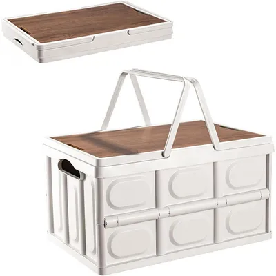 Produktbild von Aufbewahrungsboxen, Klappboxen Faltbar Stabil - 30L Camping Box - Tragbare Aufbewahrungsbox für Auto, Kofferraum, Haushalt & Outdoor Camping- Großes